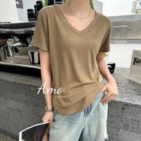 تيشيرت نص كم فتحة الرقبة شكل V خامه ناعم MATS3116