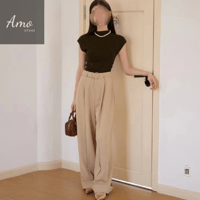 بنطلون طويل رسمي أنيق بحزام لون بيج MATR7060DQ