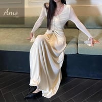 فستان ماكسي تصميم كلاسيك خامة تل مخصر يظهر جمالك و...