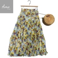 تنورة طبقات خامة قطن مشجرة ورد بخصر مرن مرتفع MASK...