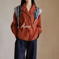 بلوزة لون أحمر خامة قطن كم طويل مقاسها واسع مع شال...