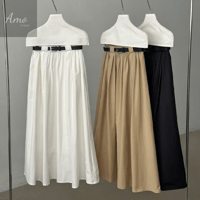 تنورة ماكسي طويل خصر مرن مع حزام خامه باردة متوفرة...