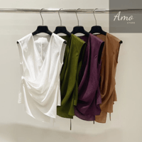 بلوزة لف على الخصر على درابي بالصدر أنيقة ناعمة خا...