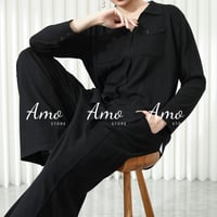 بلوزة شتوية نسائية بزراير أمامية بنمط رسمي خامة نا...