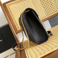 حقيبة بافر توي من سان لوران لون أسود حجم وسط