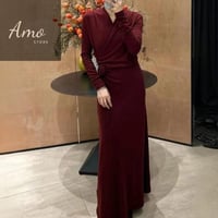 فستان لون احمر برغندي طويل ماكسي لف على الخصر بكسر...