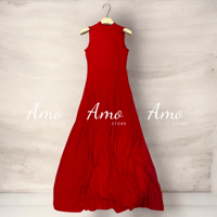 فستان ماكسي نص هاي نيك خامة مرنه ناعمة بدون اكمام...