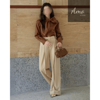 بنطلون طويل رسمي أنيق بحزام لون بيج MATR7060DQ