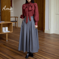 تنورة طويلة ماكسي قصة كوين كشخة لون رمادي فخم MASK...