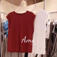 تيشيرت لون برغندي ساده الكم حرف V مبروم MATS250666