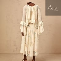 فستان لون سكري واسع مشجر كلاسيك قطعتين MADS59353#