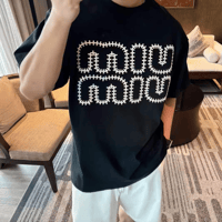 تي شيرت رجالي قطن لون أسود بأكمام قصيرة وياقة مدور...