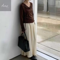 تنورة طويلة ماكسي لون رمادي خصر مرن قصة كوين خامة...