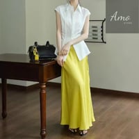 تنورة ماكسي شانيل خامة لينين على شكل MASKH7379 -A