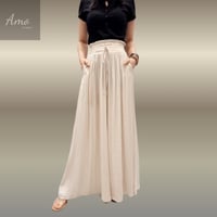 بنطلون طويل واسع بخصر عريض مرتفع و مرن MATR7303