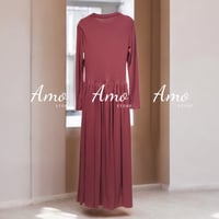 فستان ماكسي بأكمام طويلة بخصر حلزوني خامة مرونة عا...