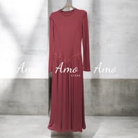 فستان ماكسي بأكمام طويلة بخصر حلزوني خامة مرونة عا...