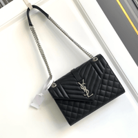 حقيبة بافر توي من سان لوران لون أسود حجم وسط