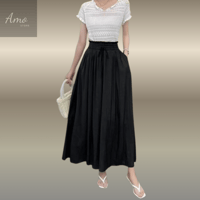 بنطلون طويل واسع بخصر عريض مرتفع و مرن MATR7303