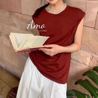 تيشيرت لون برغندي ساده الكم حرف V مبروم MATS250666