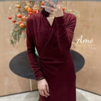 فستان لون احمر برغندي طويل ماكسي لف على الخصر بكسر...