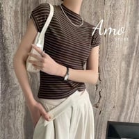 تيشيرت بكم قصير مقلم خامه كشميري MABL1575