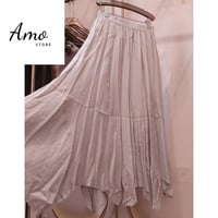 تنورة ماكسي شانيل بحواف مختلفة خامة ناعمة سادة MAS...