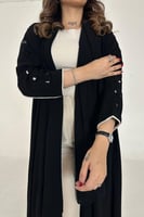 عباية كريب ملكي اسود فاحم