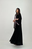 عباية كلوش اسود كريب اكمام مفتوحة