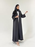 عباية كريب بارد مع ياقة امامية قصه نص كلوش