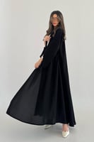 عباية سوداء كريب اكمام زري بفتحة