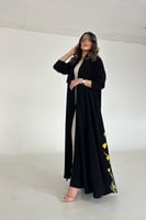 عباية سوداء مطرزة تطريز غصن كريب