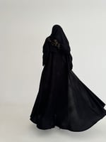 عبايه كريب مع ياقة قصة نص كلوش