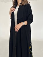 عباية سوداء مطرزة تطريز غصن كريب