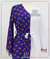 جلابيه نسائي كحلي ورد كبير (مقاس طويل)