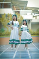 فستان بطبقات الشالكي الاخضر مع ( تفته)