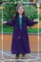 فروة اطفال ياقه رسميه/ قماش جوخ بنفسجي مبطن فرو ثق...