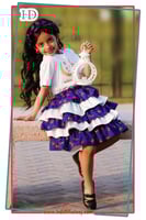 تنوره شالكي ازرق مع ابيض+ تيشرت ابيض