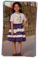 تنوره شالكي ازرق مع ابيض+ تيشرت ابيض