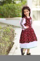 فستان شالكي عنابي/ابيض/سدو