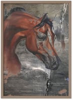 لوحة الاصالة لوحة خيل عربي بني .