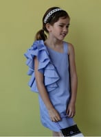 فستان ليلكي بكتف مزين بالكرانيش