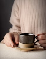 فنجان اسبريسو فخاري يدوي بطراز ياباني ساحر