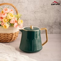 طقم بيالات مع ابريق للشاي أخضر 16 قطعة