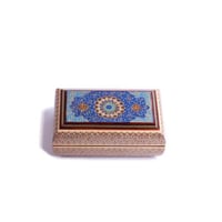 صندوق خشب رسم ازرق نقش يدوي قُبَّة مقاس 15سم *10 س...
