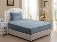 طقم شراشف مطاط مخمل 2 قطع مفرد ونصف ألوان متعددة 2...