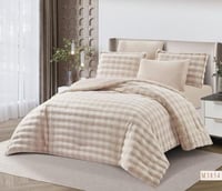 مفرش كتاليا فرو أرنب لون بيج غامق شتوي مزدوج