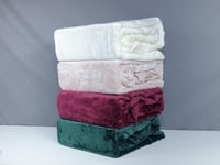 بطانية دفئ مخمل فرو ناعم لون وردي مفرد ونصف 180 *2...