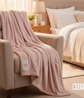 بطانية دفئ مخمل فرو ناعم لون وردي مفرد ونصف 180 *2...