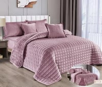 مفرش مضغوط ديم مخمل فرو لون وردي شتوي مفرد ونصف